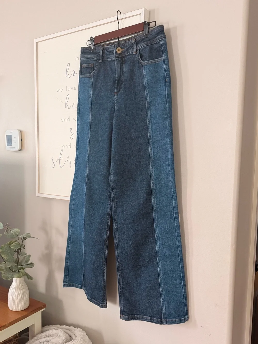 Chelsea And Violet Two Tone Dark Medium Wash Baggy Wide Leg Denim Jeans Size 6